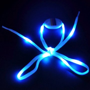 1 Paar = 2 Stück Weiße Nylon Schnürsenkel blaue LED hell leuchtend 100 cm lang - 1