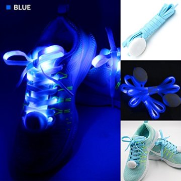 3 Pack Light Schnürsenkel, FineGood Nylon Schuhe Schnürsenkel mit vier blinkenden Modi für Tanzen Hip-Hop Radfahren Laufen Wandern Skating Sport - Blau, Orange, Grün - 2