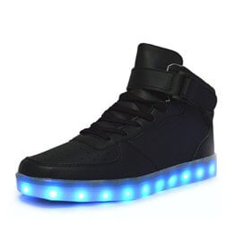 Aidonger Unisex Erwachsene High-Top LED Schuhe Sneaker Sportschuhe USB Lade Outdoor Leichtathletik beiläufige Paare Schuhe(EU 39, Schwarz) - 1