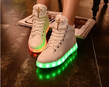 Gaorui Damen High-Top LED Light Glow Sneaker Multi-Color-Blink Turnschuhe Sportsschuhe USB Aufladen Gebühre Weiß für Unisex-Erwachsene Herren Damen - 2