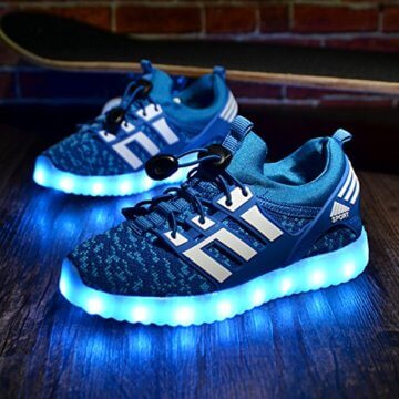 LED leuchtende bunte Sneaker Turnschuhe Unisex Kinder Jungen Mädchen USB Auflade Sportschuhe leichte Schuhe 1832 Blau 27 - 7
