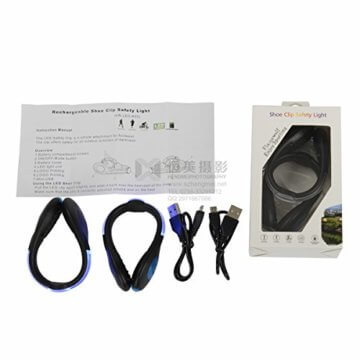 LED-Schuhclip / Sicherheitslicht, vielseitig verwendbar, sportliches Design, wiederaufladbar per USB-Kabel, wasserdicht, mit leuchtstarken LEDs für erhöhte Sichtbarkeit, 60 Stunden Betriebsdauer, 2 Stück, grün, 1 Pair - 2