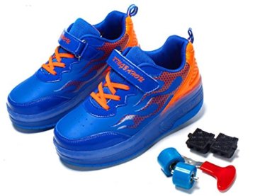 Mr.Ang Skateboard Schuhe mit LED 7 Farbe Farbwechsel Lichter blinken Räder SchuheTurnschuhe Jungen und Mädchen Flügel-Art Rollen Verstellbare neutral Kuli Rollschuh Schuhe - 4