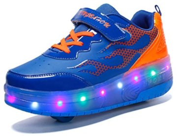 Mr.Ang Skateboard Schuhe mit LED 7 Farbe Farbwechsel Lichter blinken Räder SchuheTurnschuhe Jungen und Mädchen Flügel-Art Rollen Verstellbare neutral Kuli Rollschuh Schuhe - 1