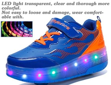 Mr.Ang Skateboard Schuhe mit LED 7 Farbe Farbwechsel Lichter blinken Räder SchuheTurnschuhe Jungen und Mädchen Flügel-Art Rollen Verstellbare neutral Kuli Rollschuh Schuhe - 5