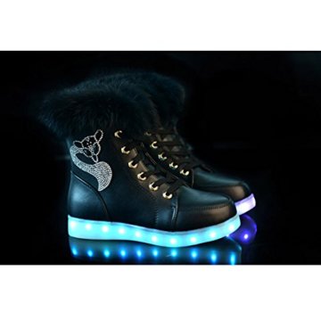 O&N LED Schuh Bunte Schneeschuhe schneestiefel USB Aufladen 7 Farbe Leuchtend Stiefel High-Top Freizeit Winter Schuhe für Unisex-Erwachsene Damen Mädchen - 2