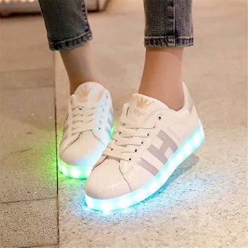 Bruce Lin-UK Damen Jungen Mädchen LED Schuhe Blinkende Leuchtschuhe 7 Farbe USB Aufladen LED Sportschuhe Farbwechsel Light up Low Top Sneaker Turnschuhe - 4