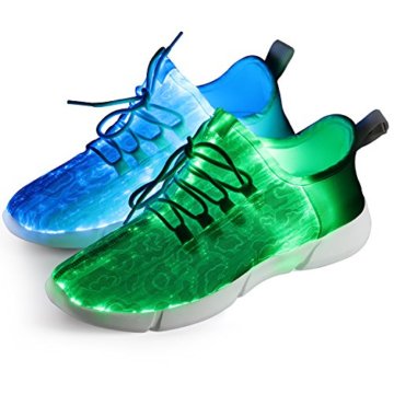 Fiber Optical Schuhe,LED Schuhe 7 Farben 4 Mods USB Wiederaufladbare Leuchten Schuhe Super Lightweight LED Sneaker für Männer und Frauen - 