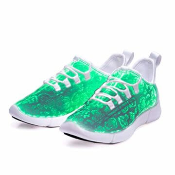 LED Laufschuhe Atmungsaktive Fabric Nacht Sportschuhe 7 Farben Leuchtende Schuhe Damen Herren mit USB Ladegerät Weiß 42 EU - 1