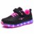 Ufatansy LED Sportschuhe für Kinder USB Aufladen Blinkschuhe Mädchen Jungen Sneakers (EU31, D- Black Pink) - 1